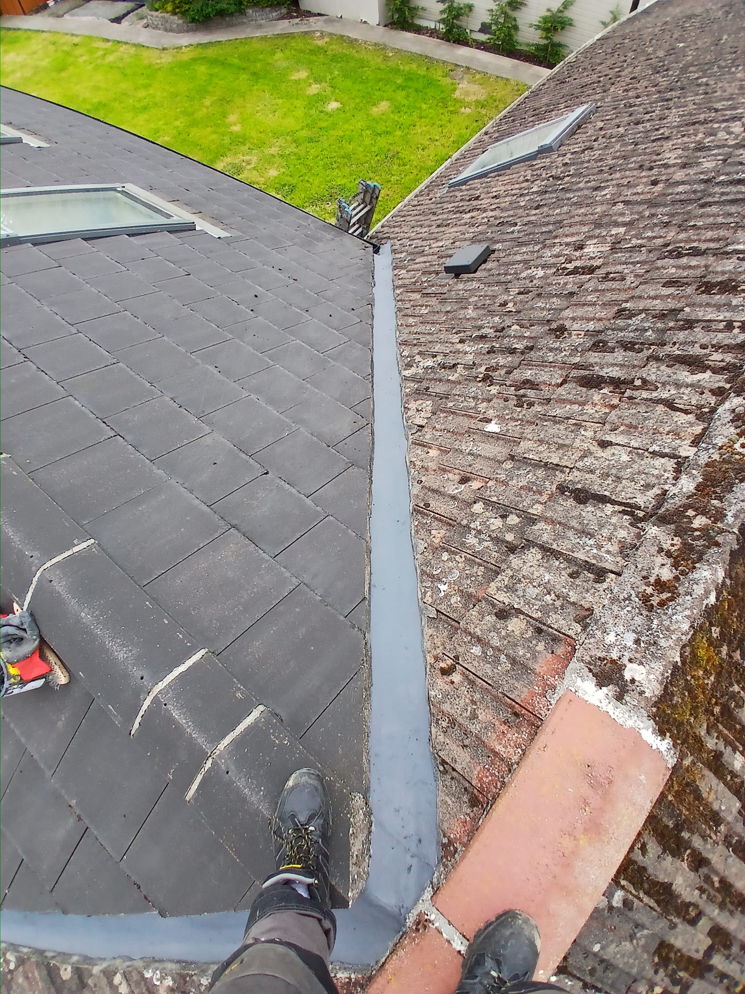 image of a roof lead valley being repaired