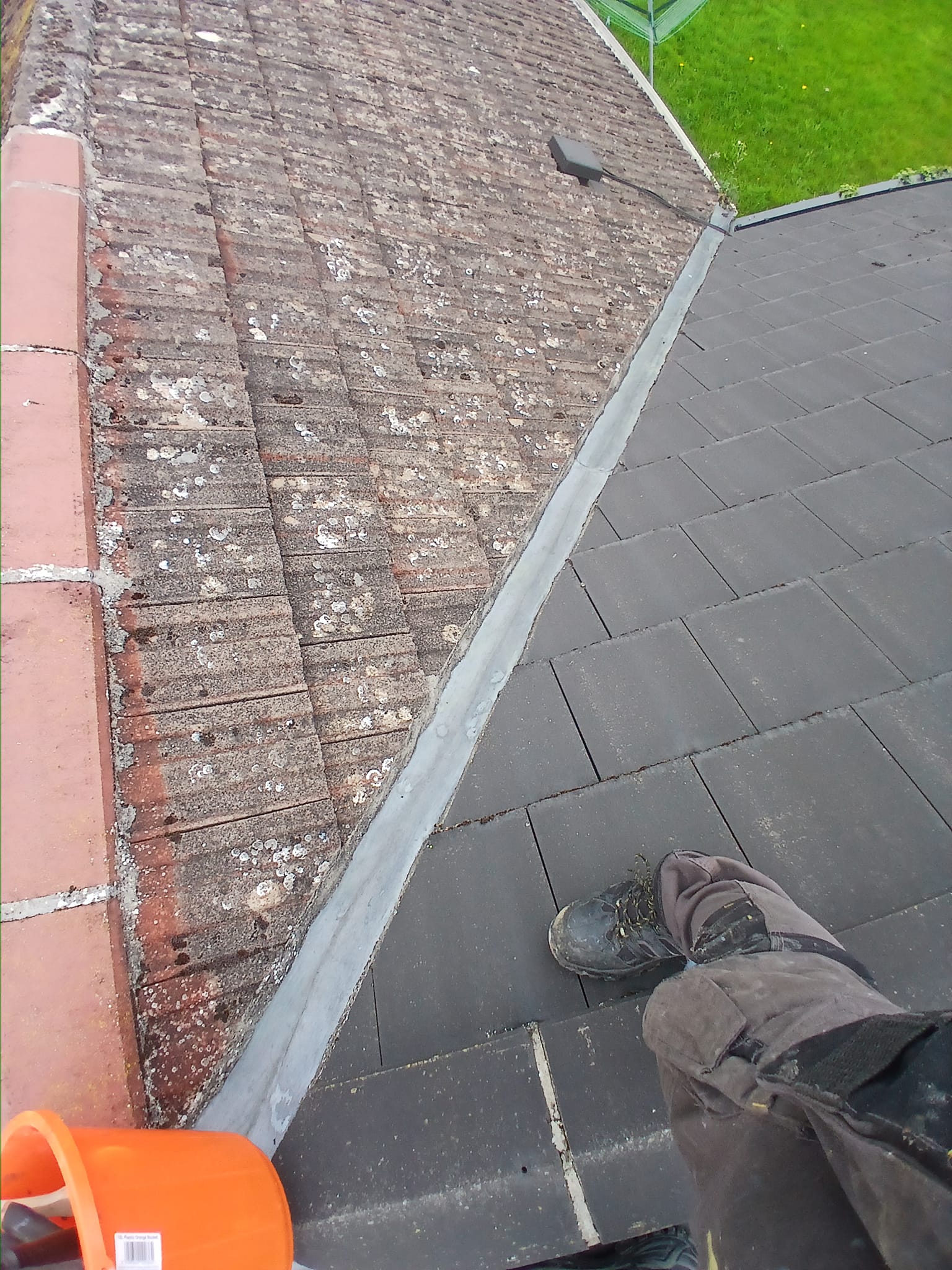 A lead valley on a roof in Dublin after being sealed and repaired.